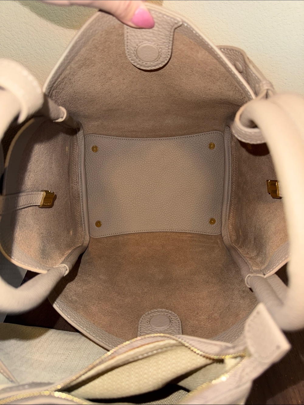 Songmont Taupe Pebbled Shoulder Tote - Picture 8 of 10